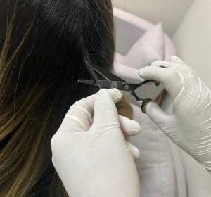 corte mecha para exame de tricologia digital